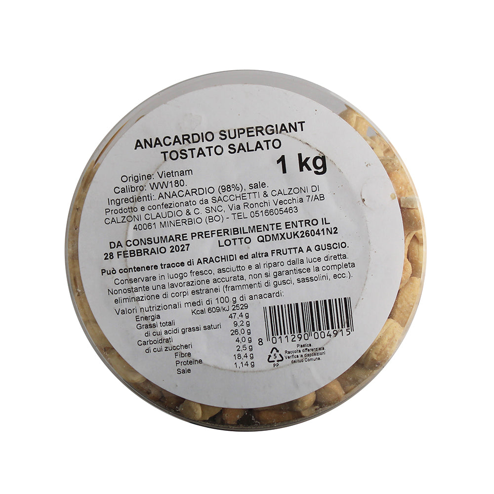 Anacardi tostati e salati 1Kg in secchiello